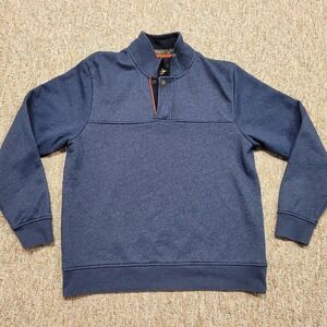 Orvis‎ Sweater Mens Medium Blue Quarter Zip Pullover Fishing Camping Hiking